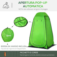 Tenda Doccia da Campeggio 126x124x189 cm in Poliestere Verde