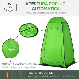 Tenda Doccia da Campeggio 126x124x189 cm in Poliestere Verde