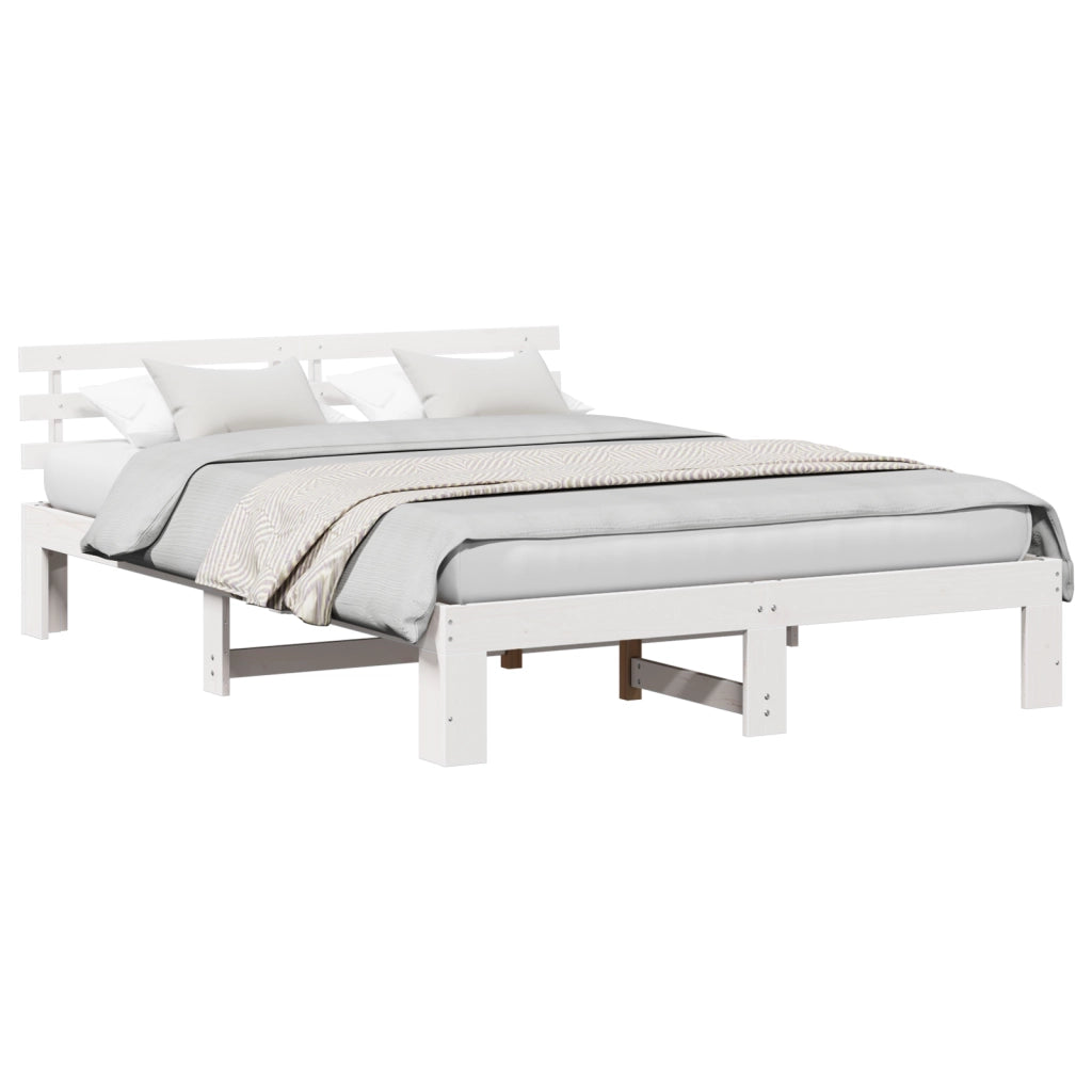 Struttura del letto in legno Bianco Legno 140 x 200 cm Resistente