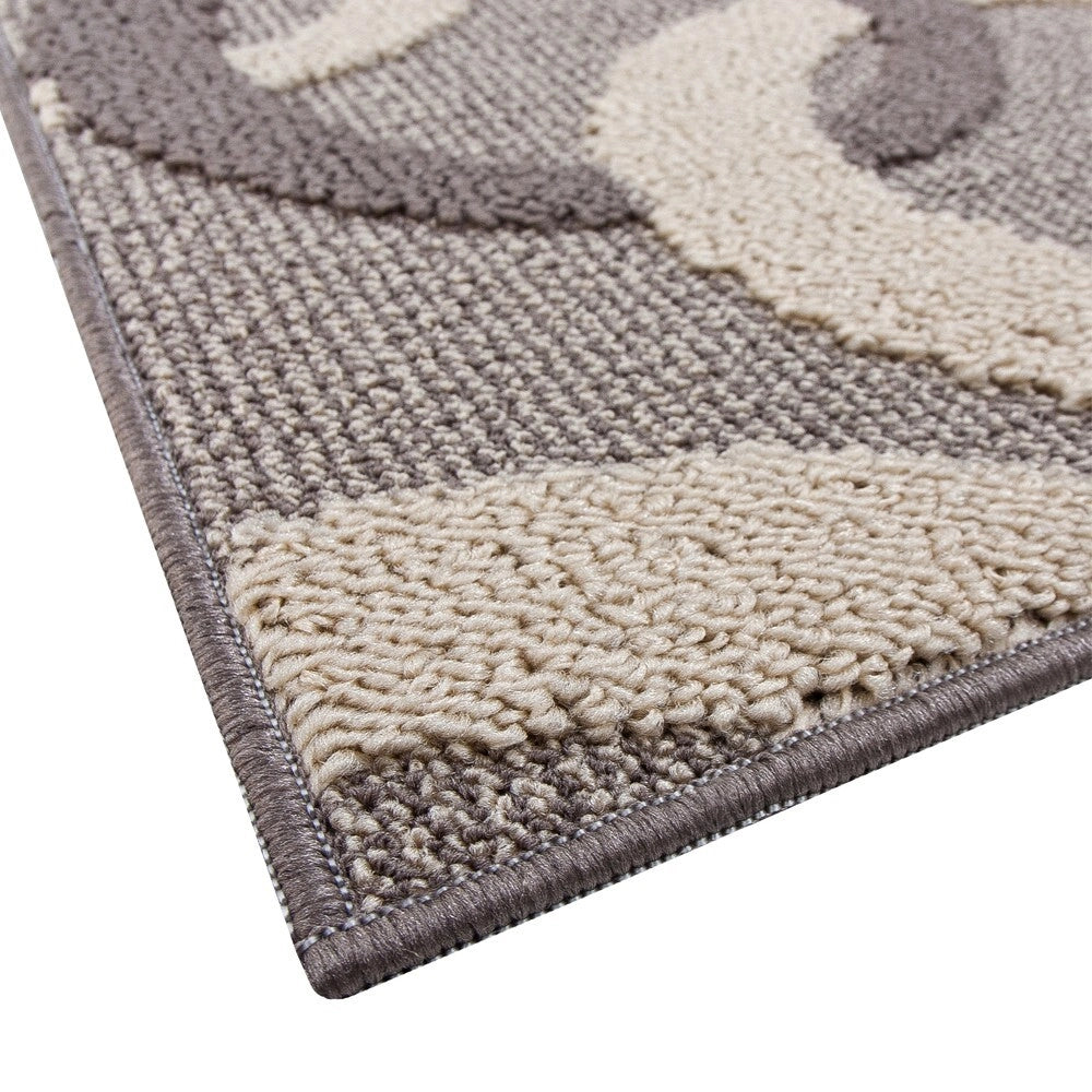 Tappeto Cucina 50x100 Cm Tridimensionale Cerchi 3D Assorbente Morbido Moderno Antiscivolo Beige