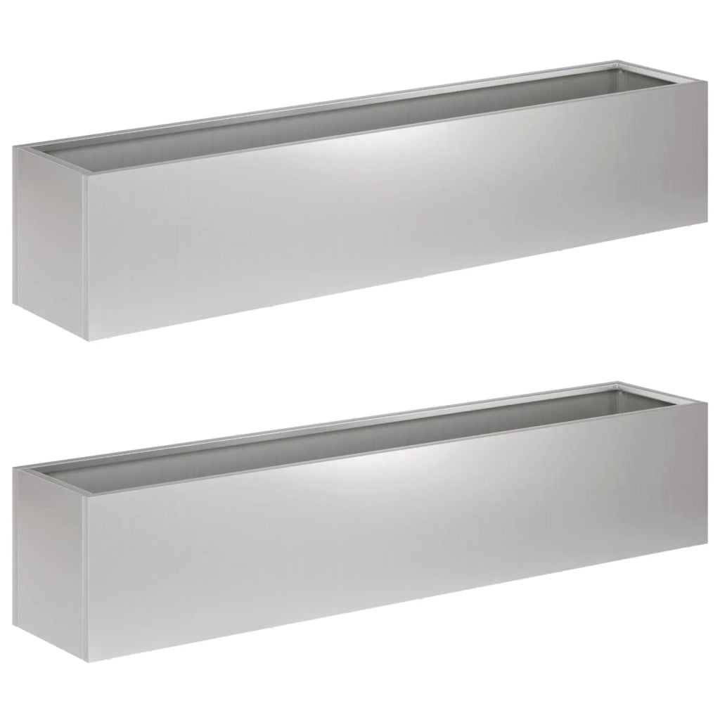 Vaso da giardino 2 pz Argento 100 x 20 x 20 cm Acciaio zincato 8005187