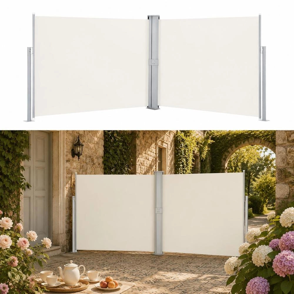 Extendable Side Awning, Cream, 140 X 1000 Cm