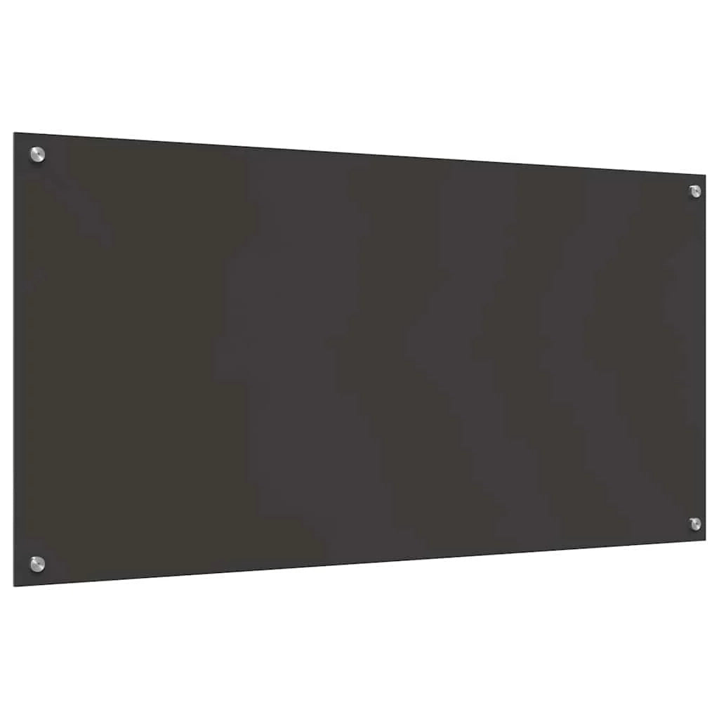 Set di 2 paraschizzi moderni per cucina 120 x 60 cm resistenti al calore con 4 fori preforati in vetro temperato grigio scuro 02_0056276