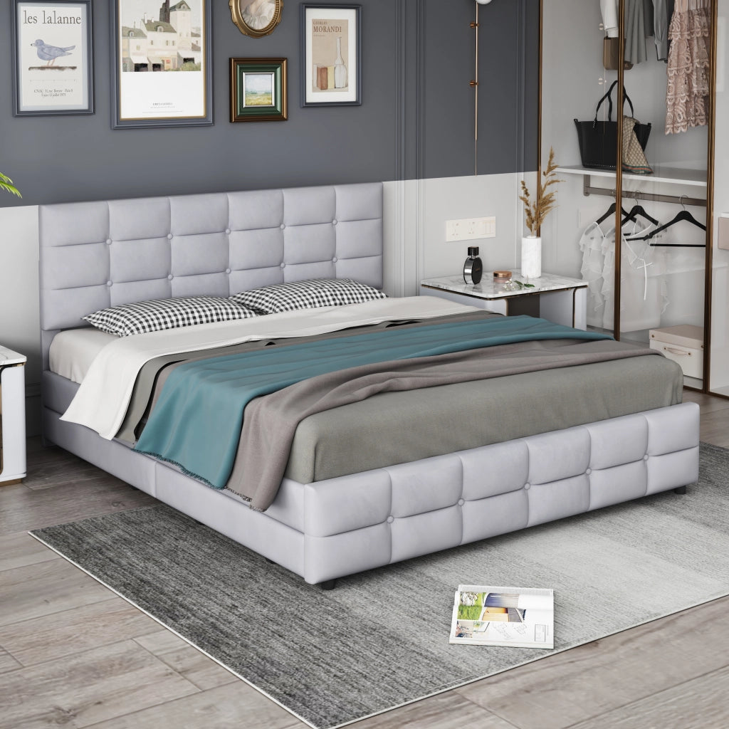 Letto Imbottito Matrimoniale con Cassetti ¨C MINIMAL ¨C Velluto Grigio 180x200