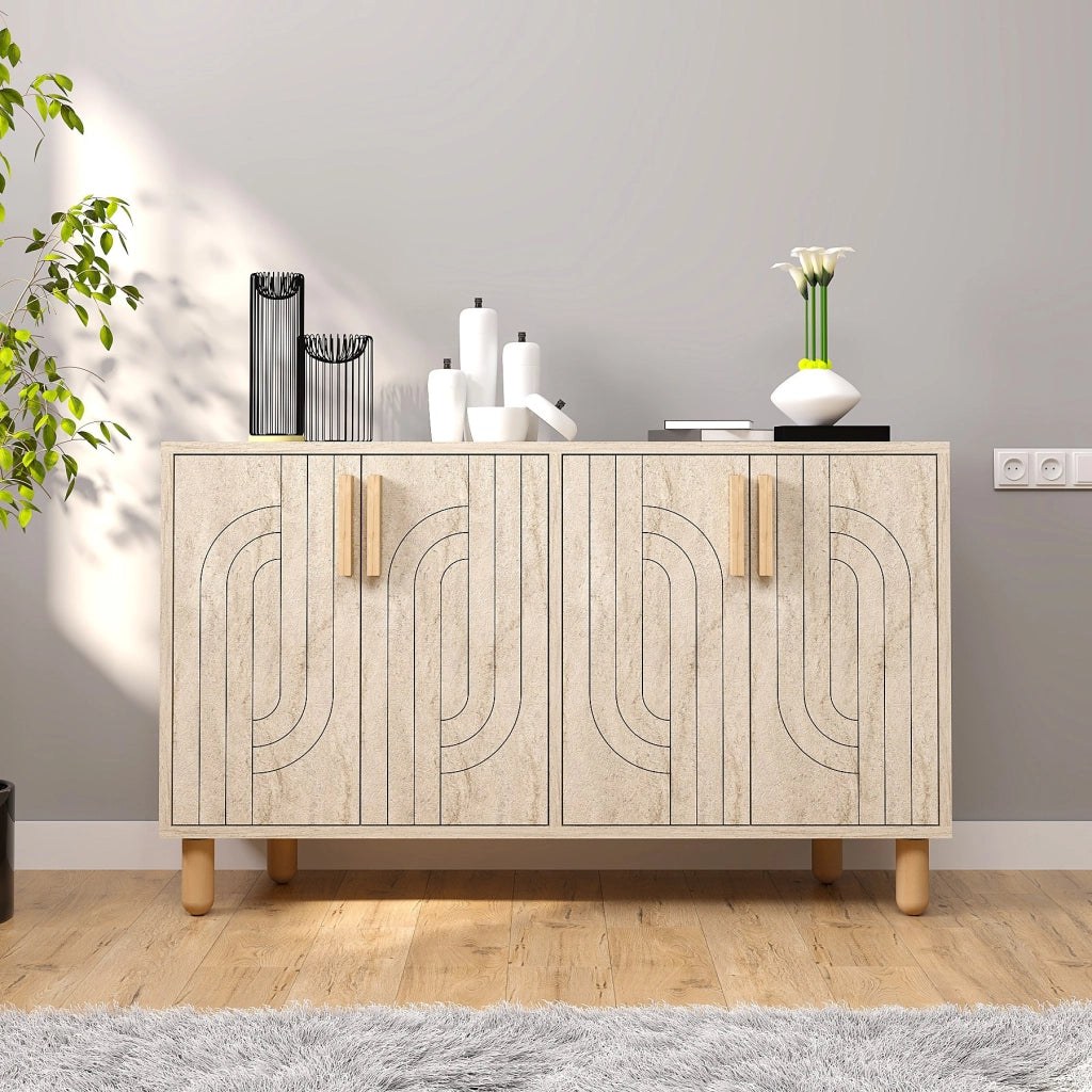 Credenza in legno "Rodney" - 120 x 30 x 74 cm - Travertino
