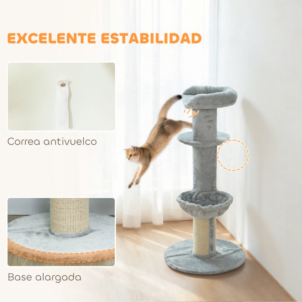 Albero tiragraffi per gatti con letto e piattaforma ¨C zephmum ¨C 103.5 cm grigio chiaro