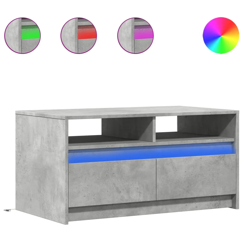 Tavolino da Salotto con Luci LED Grigio Cemento in Truciolato 851994