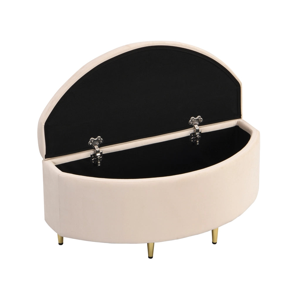 Panca contenitore in velluto beige 90 x 40 x 42 cm