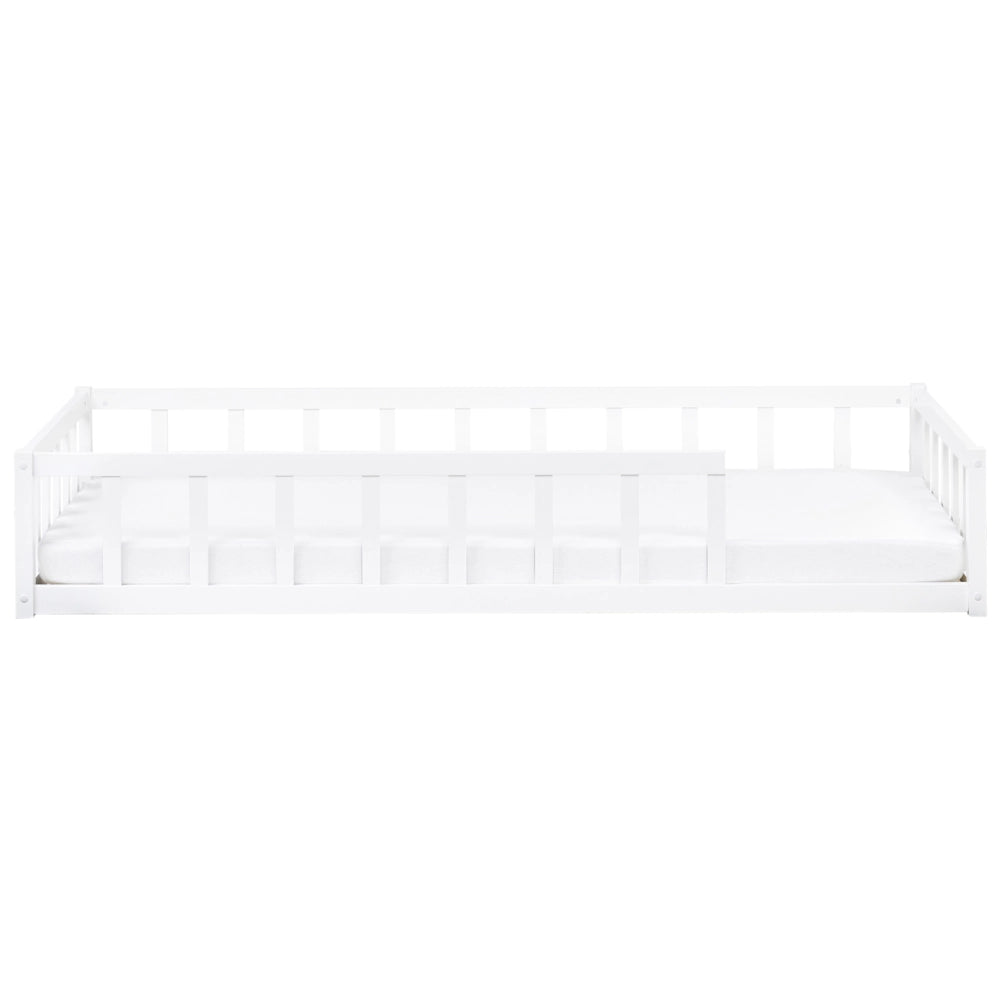 Letto singolo per bambini in legno bianco cameretta con telaio a doghe 90 x 200 cm