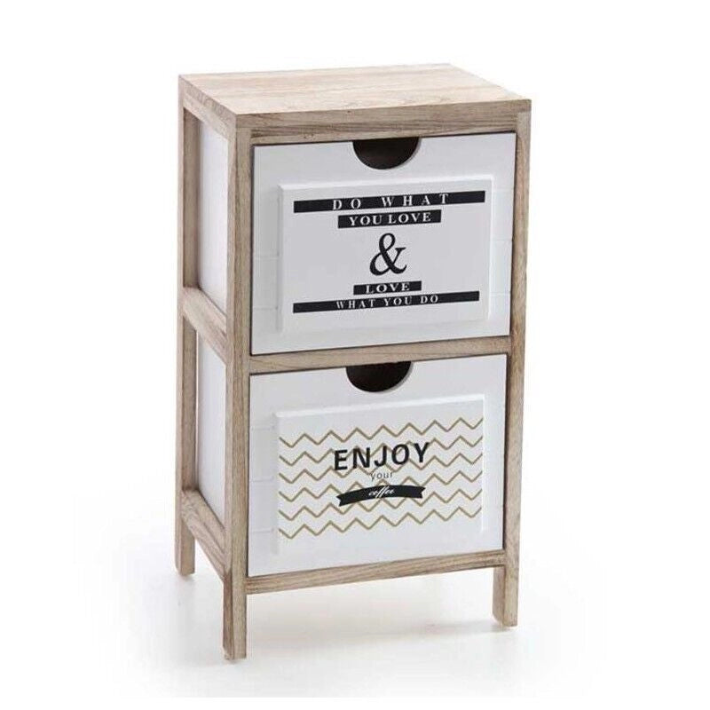 CASSETTIERA IN LEGNO DECORATA CON DUE CASSETTI 30 X 24 X 53 CM