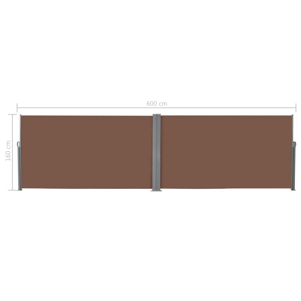 Tenda da sole laterale retrattile/schermo privacy per patio giardino terrazza balcone 160 x 600 cm marrone 02_0007098