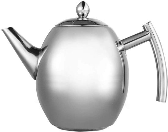 Teapot grande capacità - Acciaio inossidabile - Laccato lucido - Con filtro - Sostenibile - Adatto per uso domestico/ristorante - Koffiepot