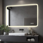 Specchio LED da bagno 60x100 cm con bordo satinato, anti-appannamento, 3 tonalità luce, dimmerabile