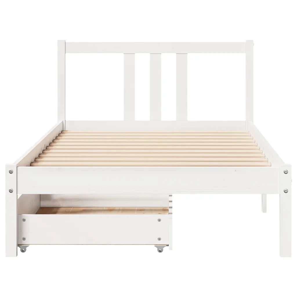 Letto senza Materasso Bianco 90x200 cm Legno Massello di Pino