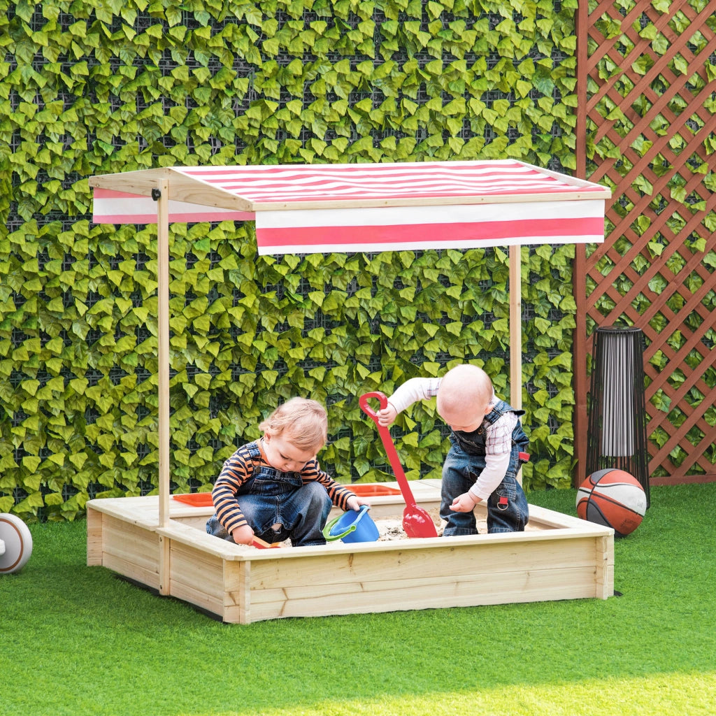 Casetta Sabbiera Bambini con Tettuccio ¨C zephmum ¨C Legno Abete 118x118x118 cm