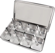 Cassa per spezie 8 uccelli in lega di alluminio - con cucchiaio e coperchio - accessori da cucina.