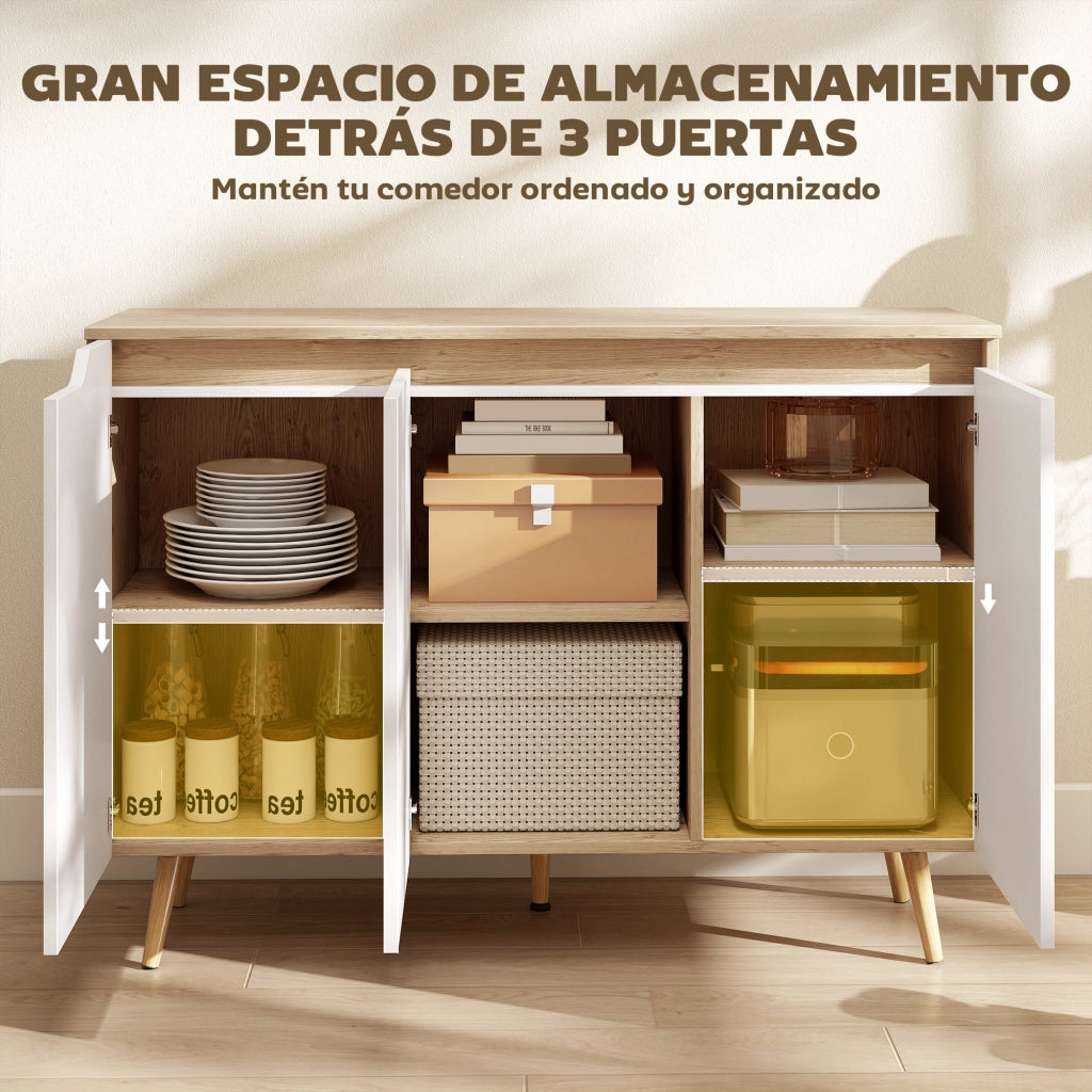 Armadio a 3 ante con ripiani ¨C zephmum ¨C 107x35x76,5 cm rovere e bianco