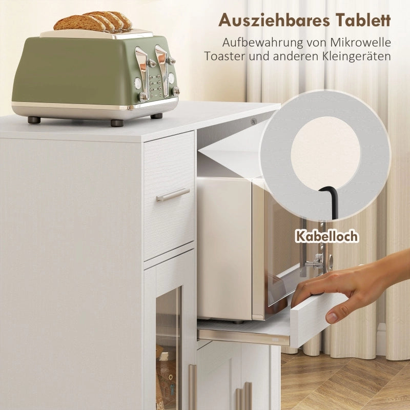 CARRELLO Cucina con ripiano estraibile 80x40x88,7 cm Bianco con ruote