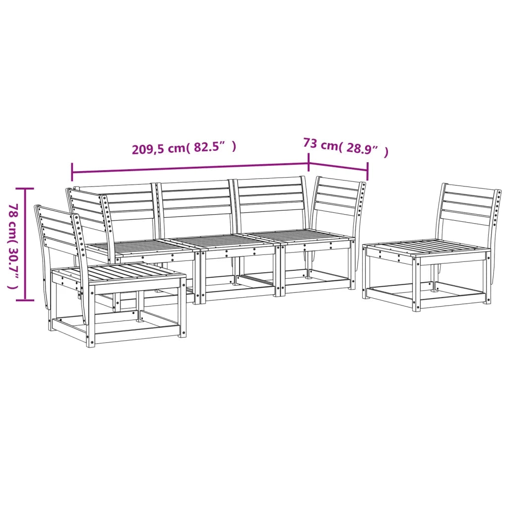 Set Salotto da Giardino 5 pz Bianco in Legno Massello di Pino