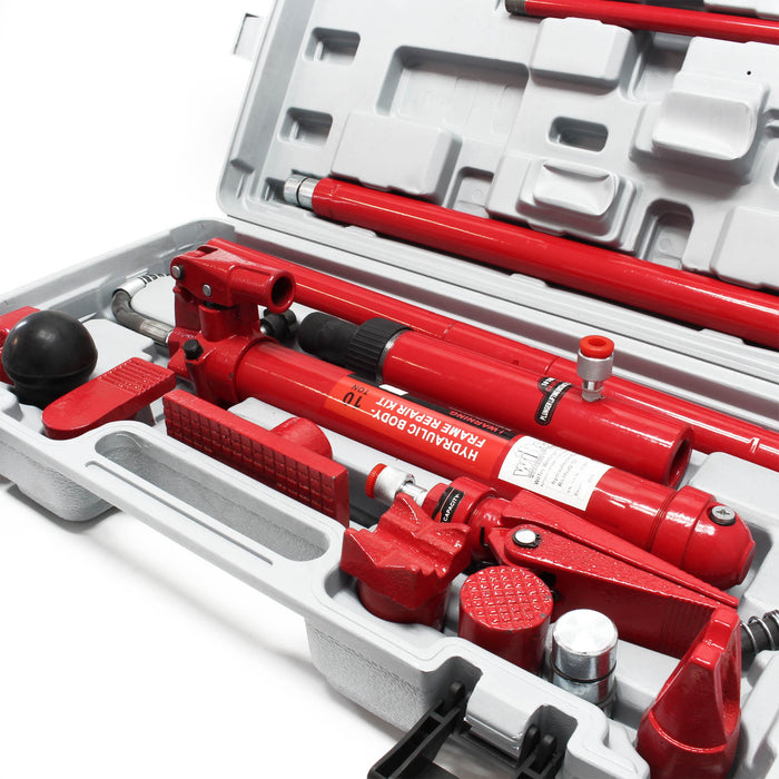 Kit di riparazione carrozzeria auto da 10 t funzionamento idraulico incl. valigetta e accessori