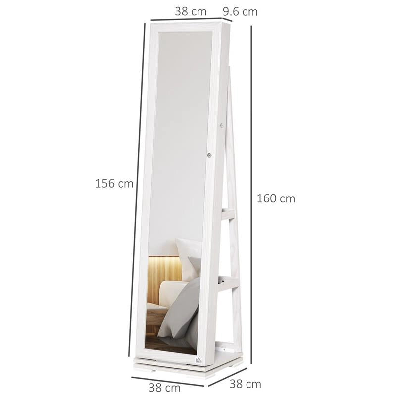 SPECCHIO PORTAGIOIE GIREVOLE CON 2 CHIAVI IN LEGNO 38X38X160 CM