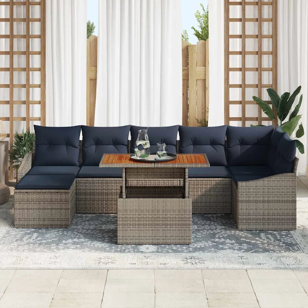 Set Divano da Giardino 8 pcs Grigio Poly Rattan 3358607
