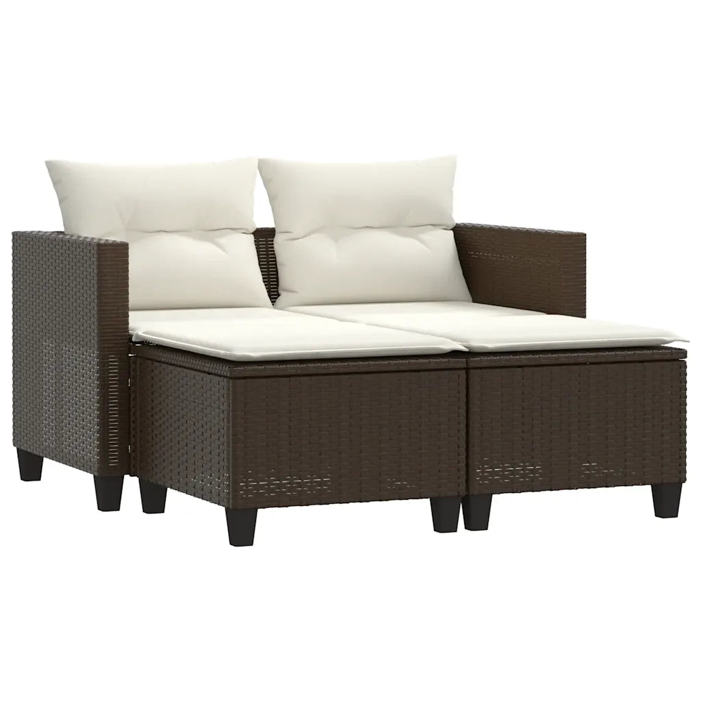 Divano da Giardino 2 Posti con Sgabelli Marrone in Polyrattancod mxl 113480
