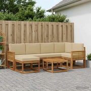 Set di divani da esterno con cuscino 7 pcs Naturale e Beige