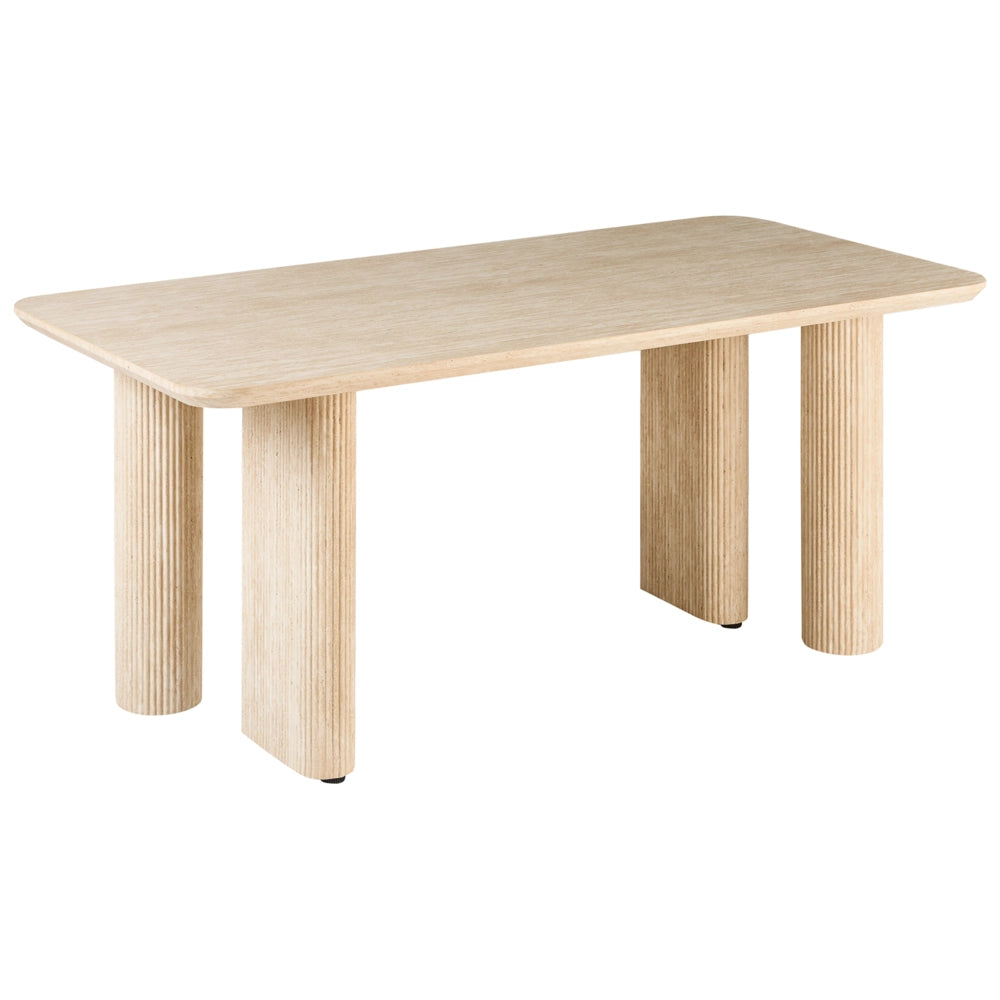 Tavolo da pranzo minimalista in MDF rettangolare a gambe larghe 180 x 90 cm Mobili per sala da pranzo marrone chiaro