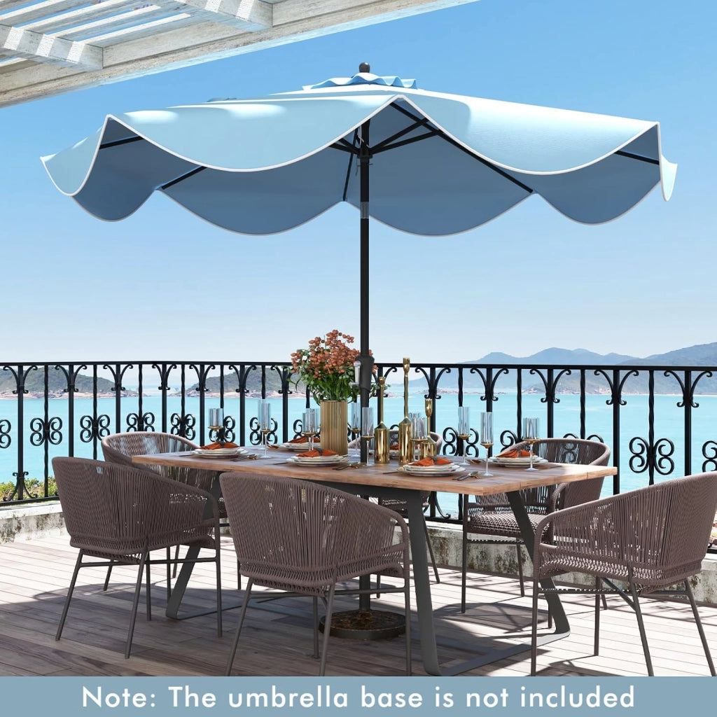 Ombrellone da Giardino 270 cm, Inclinabile a 25°, Parasole da Spiaggia Protezione UV e Anti UV, con Manovella e 8 Stecche, Ideale per Terrazza, Balcone, Piscina