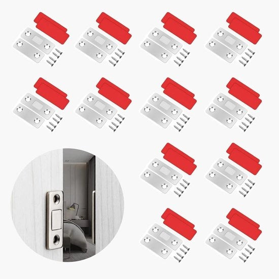 Serratura Premium per Porte - Magnetica Autoadesiva - Acciaio Inossidabile - Chiusura Magnetica Robusta - Per Porte di Cucina e Terrazza