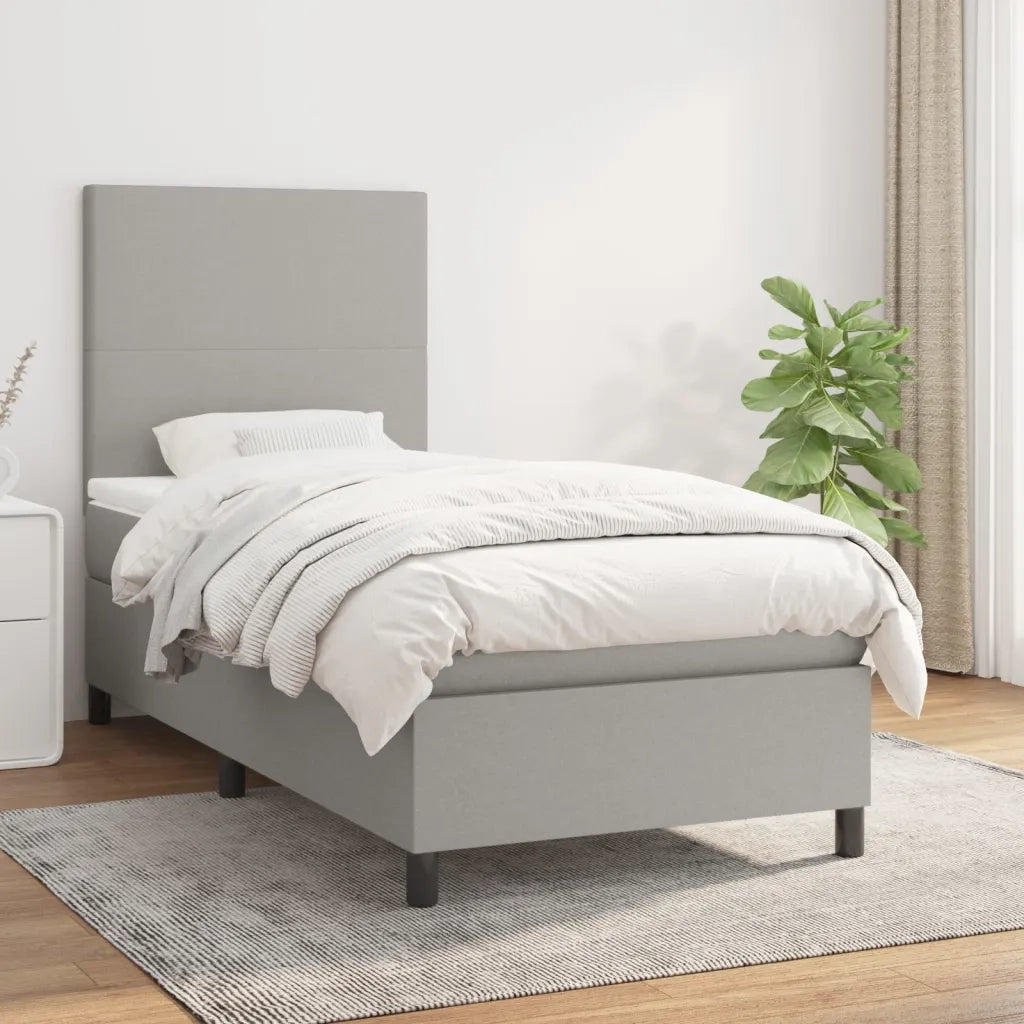 Giroletto a Molle con Materasso Grigio Chiaro 80x200 cm Tessuto cod mxl 35798