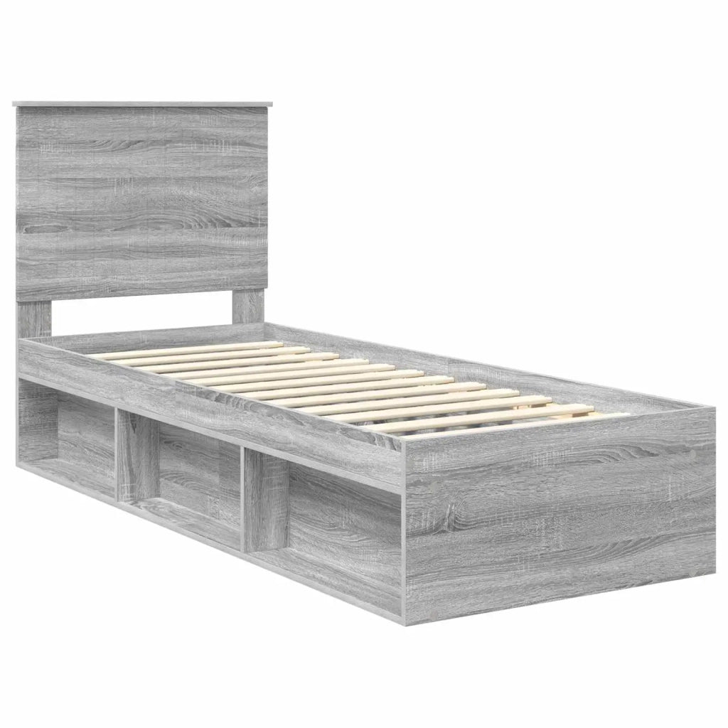 Struttura del letto-Giroletto Grigio Sonoma 75 x 190 cm Pino massello 616154