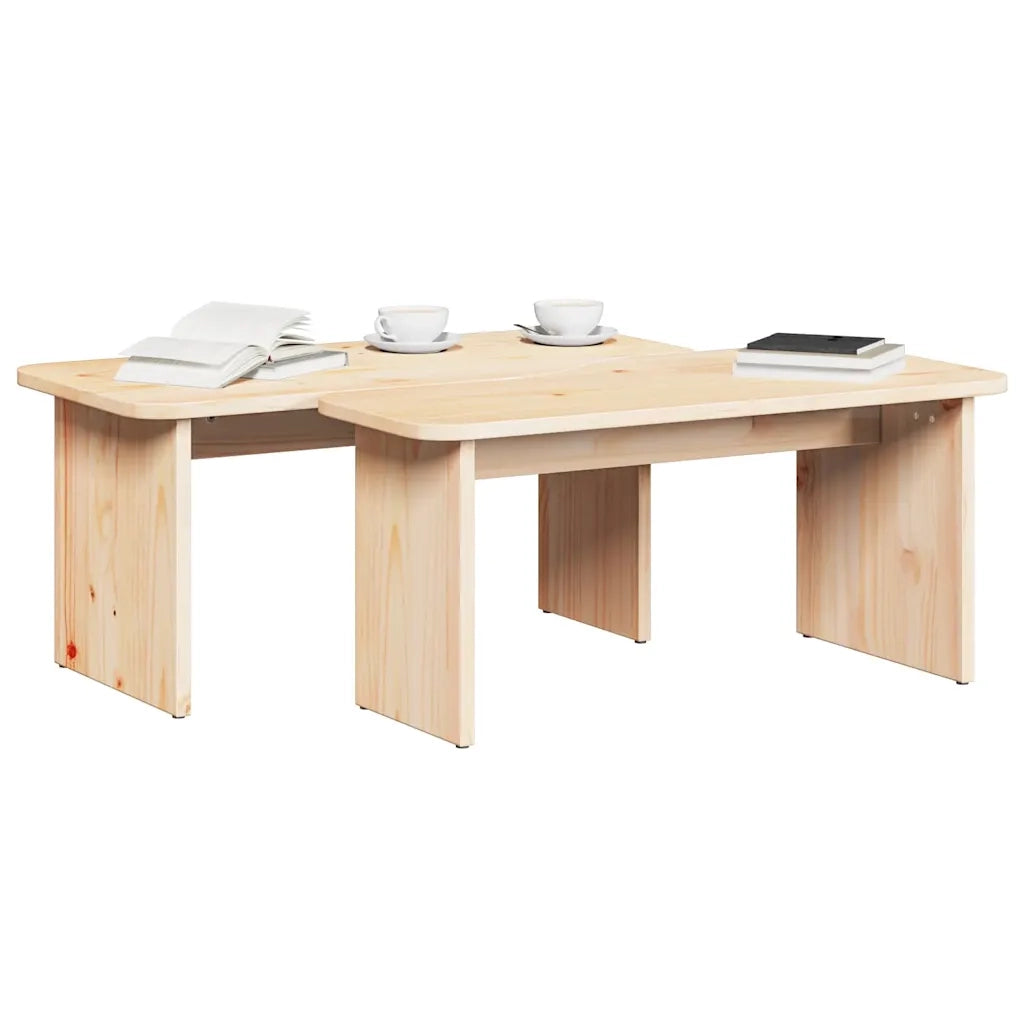 Tavolino da salotto 2 pcs Naturale Legno di pino massello 873523