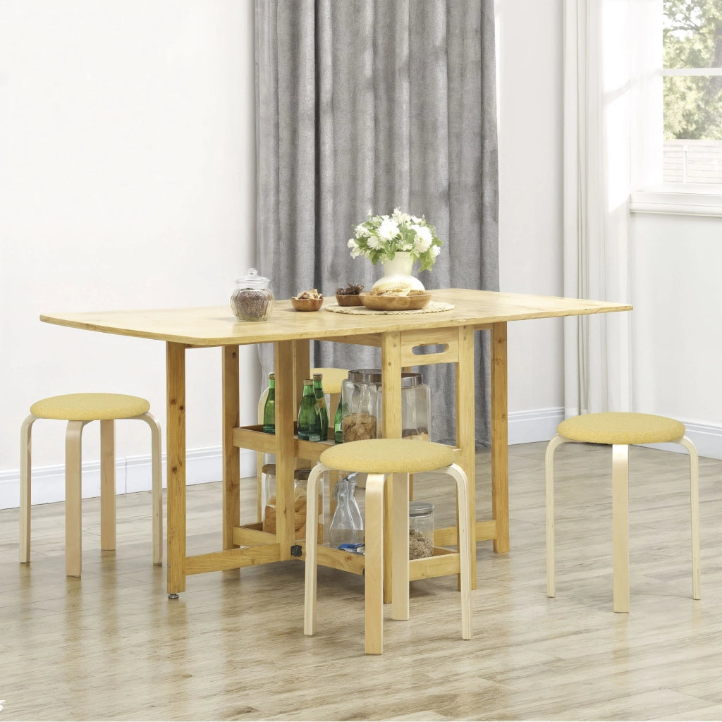 Set di 4 sgabelli rotondi impilabili ¨C zephmum ¨C imbottiti in tessuto giallo