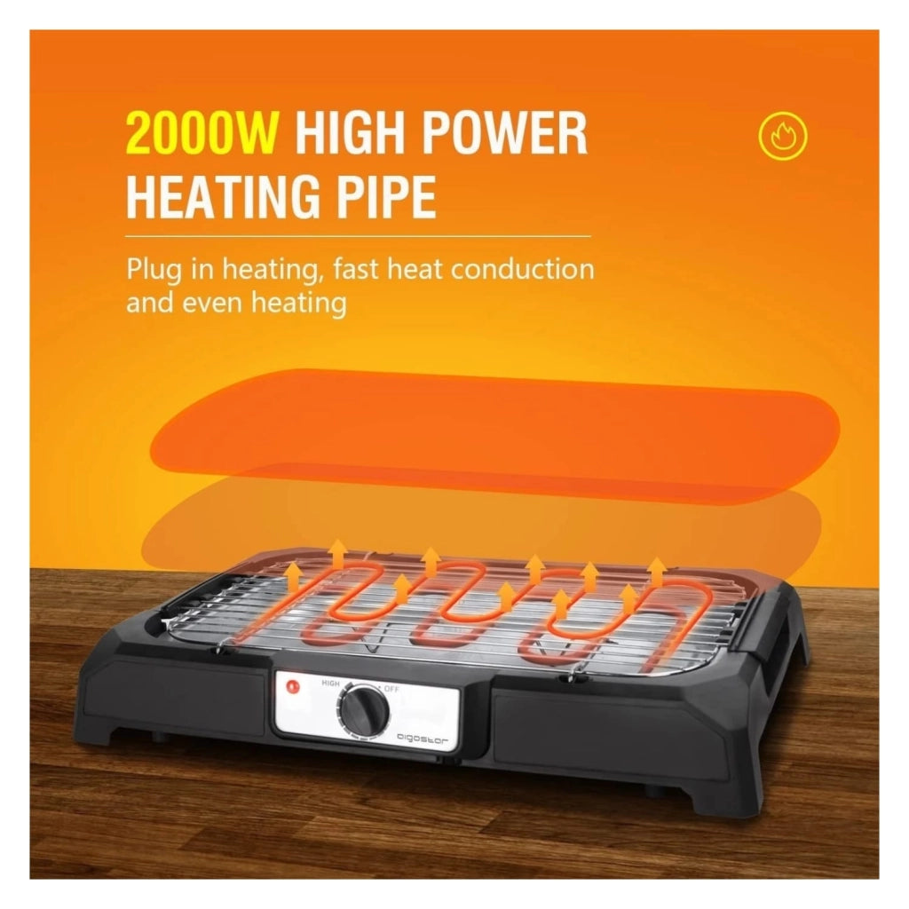 GRIGLIA ELETTRICA BBQ DA TAVOLO SENZA FUMO ANTIADERENTE 2000W AIGOSTAR LAVA