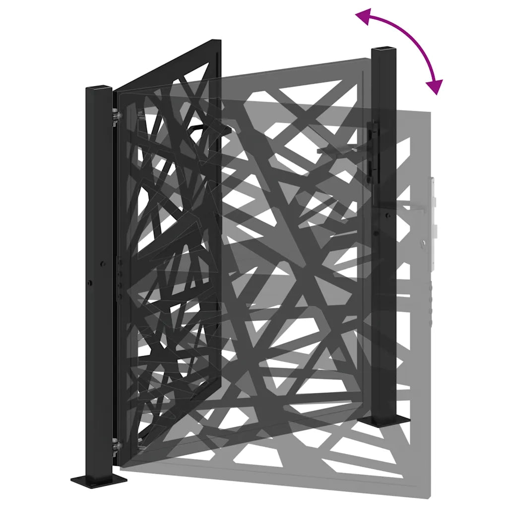 Cancello Giardino Nero 105x106 cm in Acciaio Design Leggero