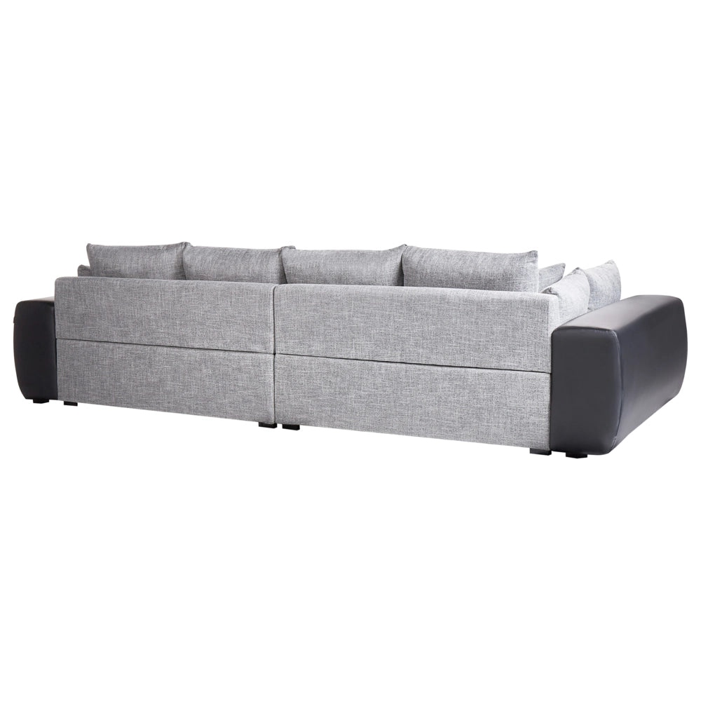 Divano con 8 cuscini Rivestimento in tessuto grigio e nero Cuscino a 4 posti con schienale