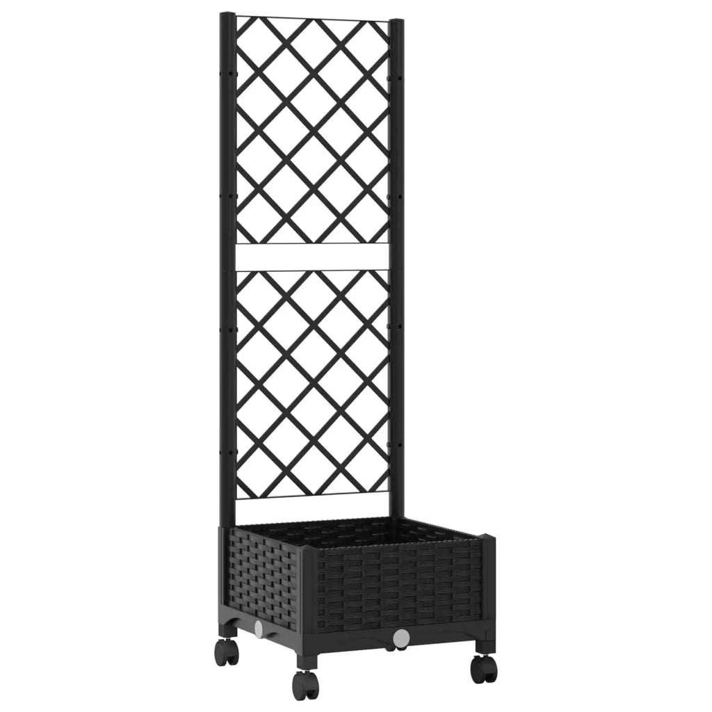 Vaso da giardino con grigliato e ruote Nero 40 x 40 x 131,5 cm 3422915