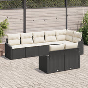 Set da pranzo da giardino 8 pezzi con cuscini neri in polyrattan