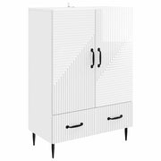 Credenza Bianco Lucido 66 x 34,5 x 95 cm Legno ingegnerizzato 894899