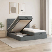 Letto ottomano con materasso 2 pz Grigio Scuro Tessuto 3457884