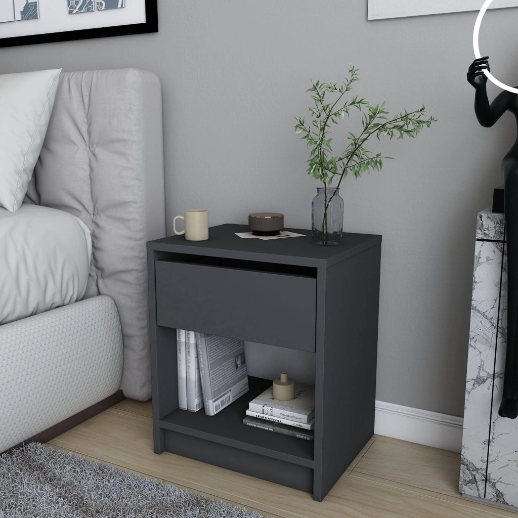 Comodino in legno "Sheridan" - 45 x 40 x 53 cm - Grigio antracite