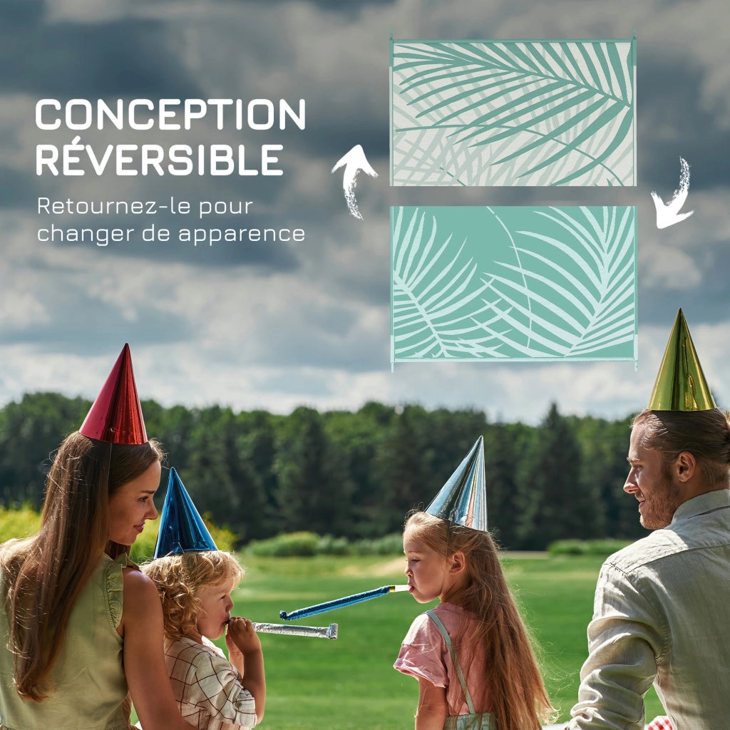 Tappeto da giardino esterno reversibile impermeabile ¨C zephmum ¨C verde 365x274 cm con sacco di trasporto