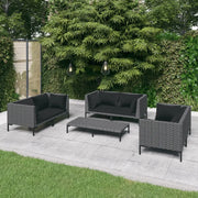 Set Divani Giardino 7 pz con Cuscini in Polyrattan Grigio Scuro cod mxl 41966