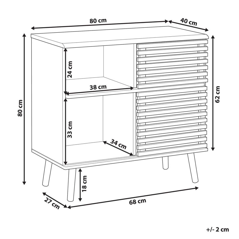 Credenza in legno scuro finitura 80 x 40 x 80 cm armadio con ante scorrevoli rustiche