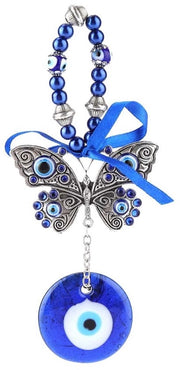 Amuleto con Occhio Divinatorio Blu Turco - Decorazione Spirituale - Simbolo di Fortuna - 12,5 x 9,5 cm - Protezione per la Casa