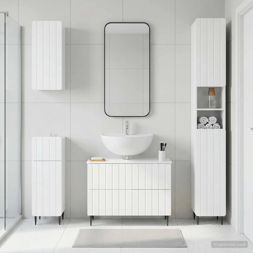 Set di Mobili da Bagno da 4 Pezzi ZWOLLE Bianco Lucido 3417922
