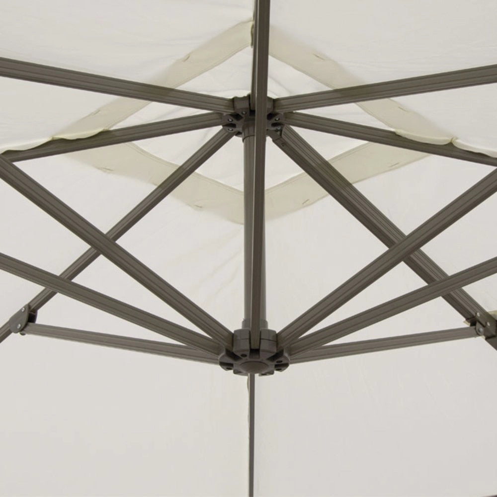 VERDELOOK | Ombrellone Deluxe, Struttura Alta 2.6 m in Alluminio Tortora a Braccio Reclinabile e Orientabile, Telo Copertura Ecrù 3x3 m in Poliestere da 280gr/mq, per Giardino e Piscina Moderno