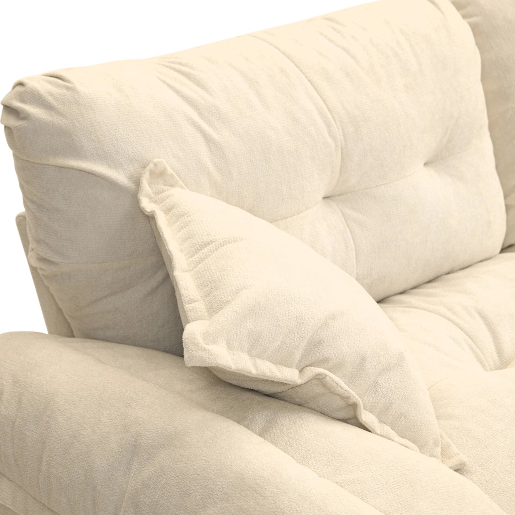 Divano 2 posti 214 cm in ciniglia beige con cuscini sfoderabili HOMVRA